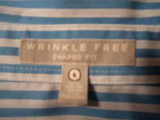 FOXCROFT Shirt Top Wrinkle Free Shaped Fit Sz 6 Blue White Striped 