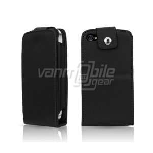    BLACK LEATHER STAND CASE for APPLE iPHONE 4 