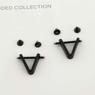   Shiny Key Style Triangle Single Piercing Black Earrings + Gift Box