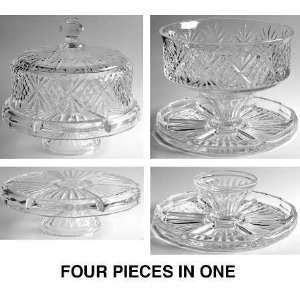   Dublin 4 in 1 Cake Set Lid and Base, Crystal Tableware