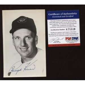Ralph Kiner Cleveland Indians Auto Photo Postcard PSA   MLB Cut 
