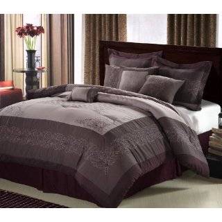  Florence 8 Piece Oversized and Overfilled Comforter Set, Plum, King