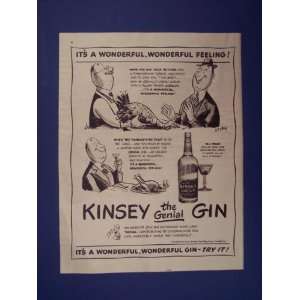 Kinsey Gin print ad. Orinigal 1946 Vintage Magazine Art. Thanksgiving 