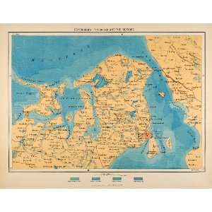  1882 Photolithographed Map Copenhagen Denmark Sound Isle 