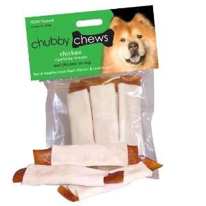  Chubby Chews Premium Rawhide with Real Chicken, 3 Inch 