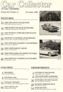 CAR COLLECTOR & CAR CLASSICS 1989 NOV    