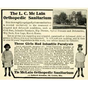  1913 Ad LC Mc Lain Orthopedic Sanitarium St. Louis 