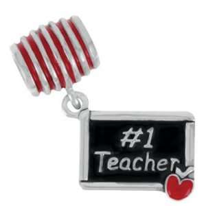 Bauble LuLu #1 Teacher Chalkboard Dangle European/Memory Charm Silver 