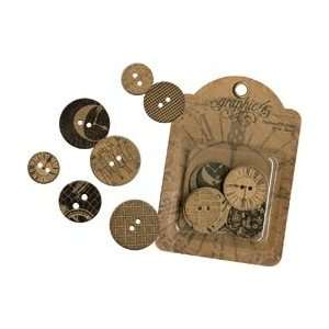 Chipboard Buttons Staples 24/Pkg 8 Each Of 3 Sizes & Assorted Designs 