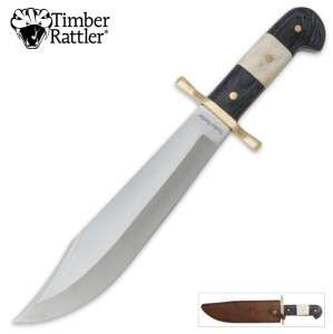 Ranch King Bowie Hunting Knife with Leather Sheath by Timber Rattler 