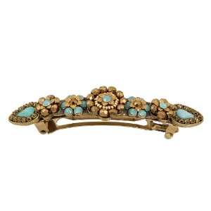  Negrin Hair Clip, Decorated with Gold Hand Painted Flowers, Beaded 