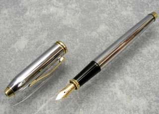 Cross Townsend Medalist Fountain Pen In Polished Chrome and 23 Karat 