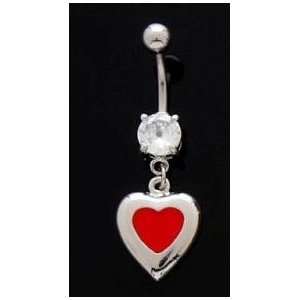  Red Heart Belly Ring 