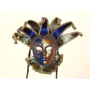  Blue and Gold Jolly Lillo Venetian Mask X4