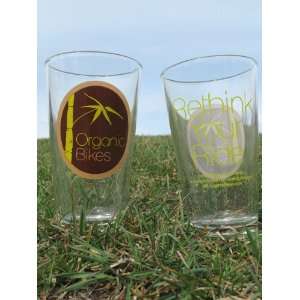   BIKES BEER PINT GLASS ECO FRIENDLY BICYCLE CYCLING