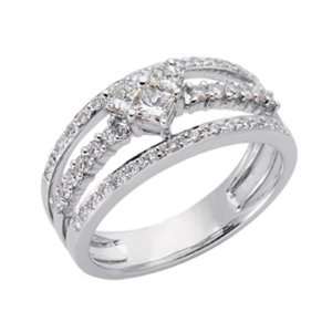  14K White Gold 0.7cttw Round Diamond Fashion Ring Jewelry