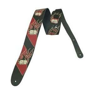Planet Waves Hot Rod Leather Guitar Strap Flaming Dice