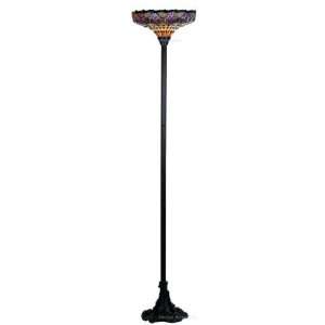  Colonial Tulip Torchiere Tiffany Stained Glass Floor Lamp 