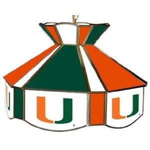  Miami Hurricanes Teardrop Style Stained Glass Swag Light 