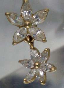 14k Yelow Gold STAR FLOWER Marquise CZ Belly Naval Ring  