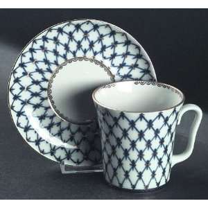  Lomonosov Cobalt Net Mug & Saucer Set, Fine China 