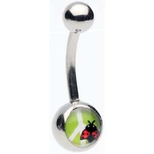    Peace Sign Ladybug Belly Ring   
