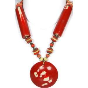  Red and Ivory Beaded Necklace   Beads 