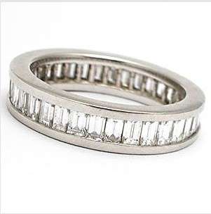 STERLING SILVER BAGUETTE SZ ETERNITY WEDDING BAND RING  