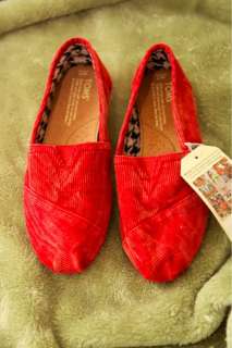 TOMS Red Stone Washed Cord Womens Classics   Size 7  