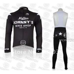  mellow johnnys black long sleeve cycling jersey and bib pants/long 