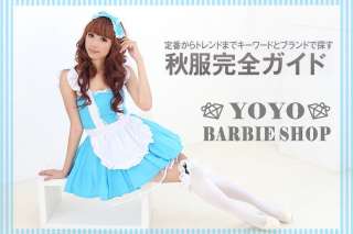 Japan Alice Cosplay Sky Blue Lolita Maid Dress Costume  
