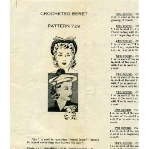  Vintage Crocheted Beret Hat Pattern 