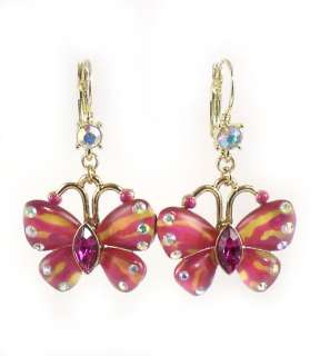 Betsey Johnson Jewelry Hawaiian Luau Pink Butterfly Earrings  