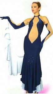 Smooth Tailored competition Blue ballroom dance dress  