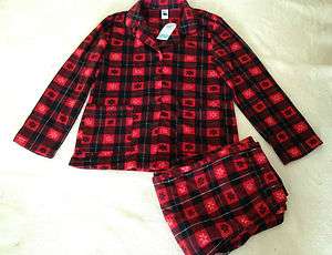 NEW mens sleepwear robe and matching pant RED fleece DEARFORMS button 