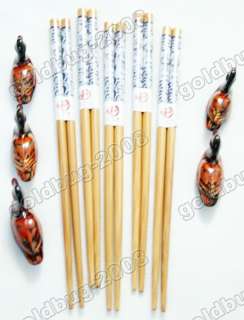 Pairs Chinese Bamboo Chopsticks Blue White Porcelain  