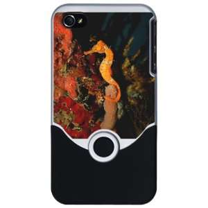  iPhone 4 or 4S Slider Case Silver Seahorse Holding Coral 
