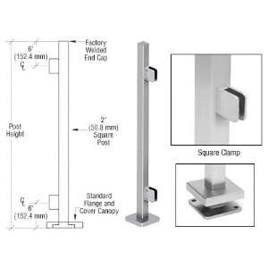  CRL Brushed Stainless 36 Steel Square Glass Clamp End Square Post 