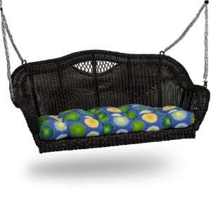   Black Wicker Swing with Berringer Summer Cushion Patio, Lawn & Garden