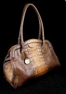 Brahmin Toasted Almond Brown Croc Leather Tote Handbag, Amazing 