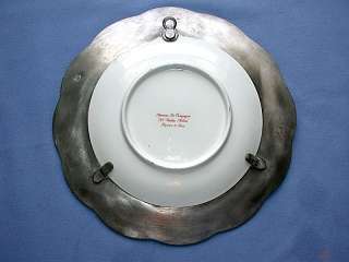 Superb Currier & Ives Plate In Rein Zinn Pewter Frame  