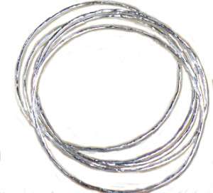Set 5 SOLID Hammered Sterling Silver Bangles Mixed  