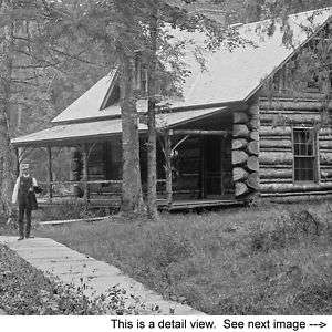 Log cabin Lake Gogebic Michigan MI c.1889   large photo  