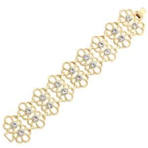   Cut Clear Crystals and Fold over Clasp in Goldtone   7 Inch Jewelry