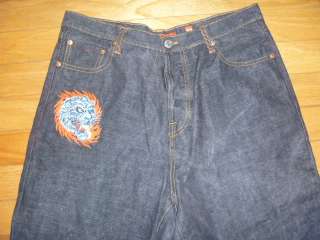 ED HARDY ♂ TIGER HEAD ♂ MENS BUTTON FLY JEANS SZ 38 X 33 