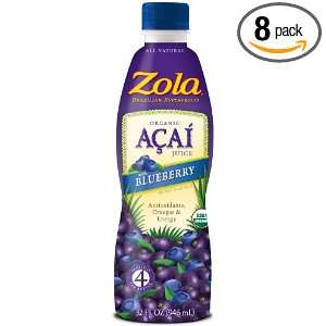 Zola Acai Acai + Blueberry Juice, 32 Ounce Bottles (Pack of 8)  