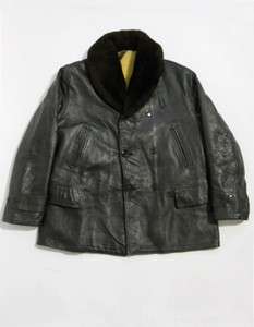   LEATHER Shearling MOUTON Shawl Collar BARNSTORMER Jacket COAT XL Q2
