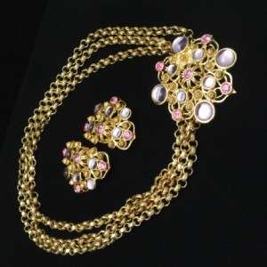 Jose Barrera Set 3 Strand Necklace & Earrings Vintage for Avon  