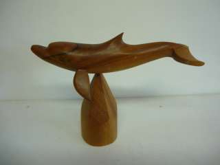   MILO WOOD HAWAII CARVED DOLPHIN STATUE TIKI BAR SCULPTURE paperweight