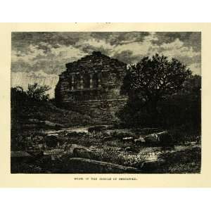  1878 Wood Engraving Ruins Temple Bhojepore Bhojpur India 